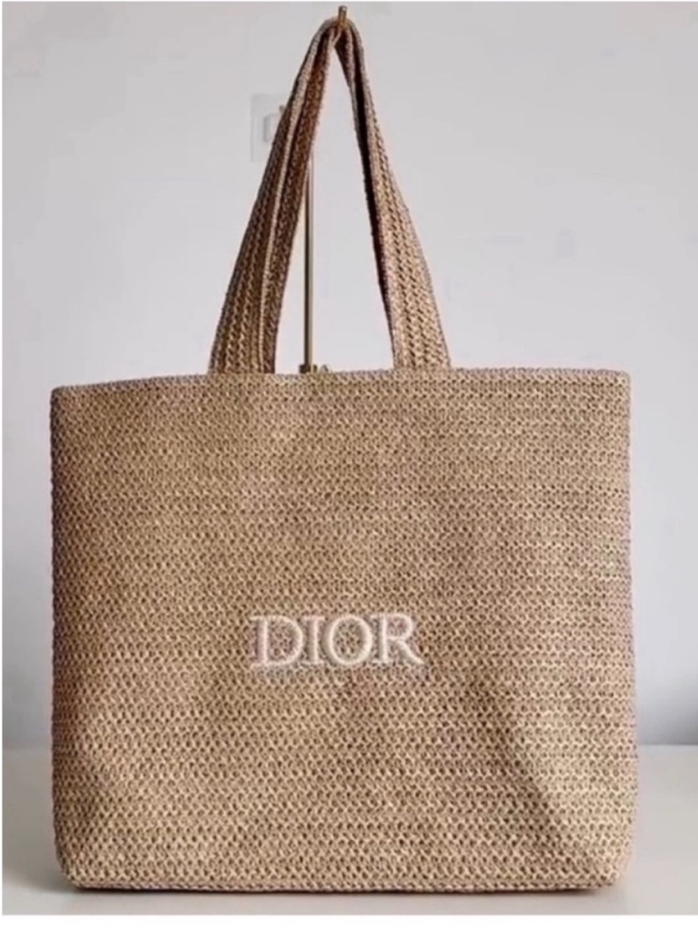 Dior beauty straw tote